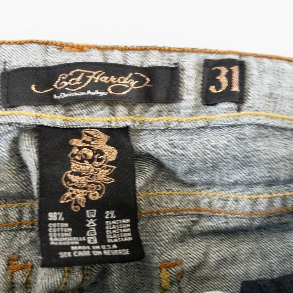 Ed Hardy By Christian Audigier Womens Size 31‎ Jeans Straight Leg Denim
